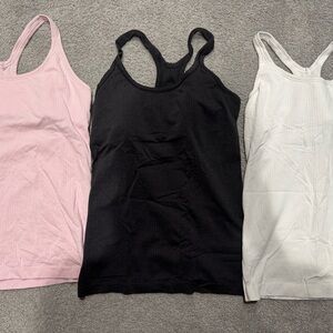 Lululemon Athletica Ebb to Street Tank Tops - Black, White